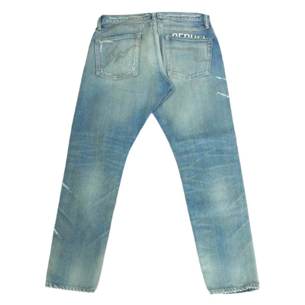 SEQUEL シークエル 25SS SQ-25SS-PT-07 FRAGMENT DAMAGE DENIM PANTS フラグメント ダメージ テーパード デニム パンツ インディゴブルー系 M【美品】【中古】
