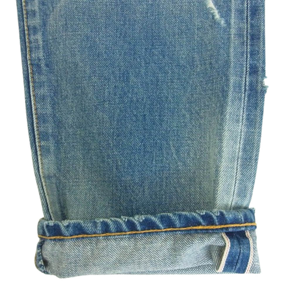 SEQUEL シークエル 25SS SQ-25SS-PT-07 FRAGMENT DAMAGE DENIM PANTS フラグメント ダメージ テーパード デニム パンツ インディゴブルー系 M【美品】【中古】
