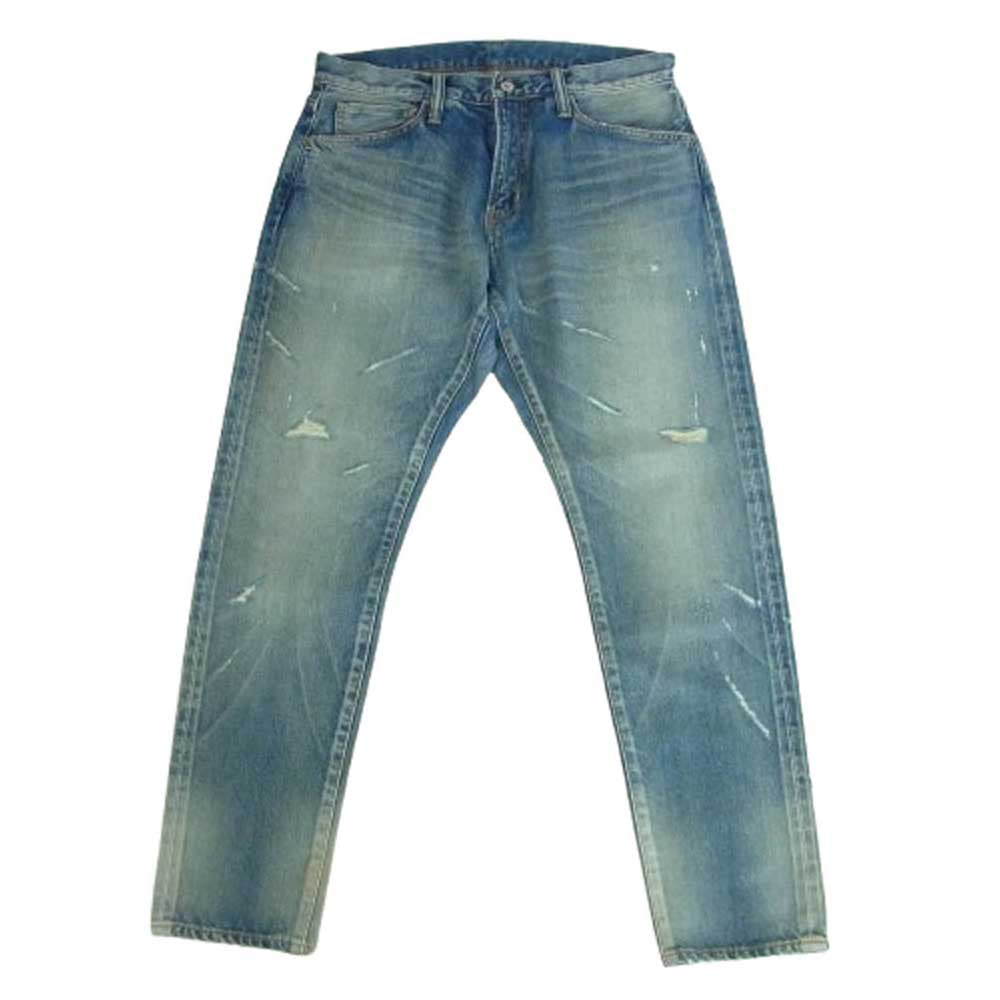 SEQUEL シークエル 25SS SQ-25SS-PT-07 FRAGMENT DAMAGE DENIM PANTS フラグメント ダメージ テーパード デニム パンツ インディゴブルー系 M【美品】【中古】