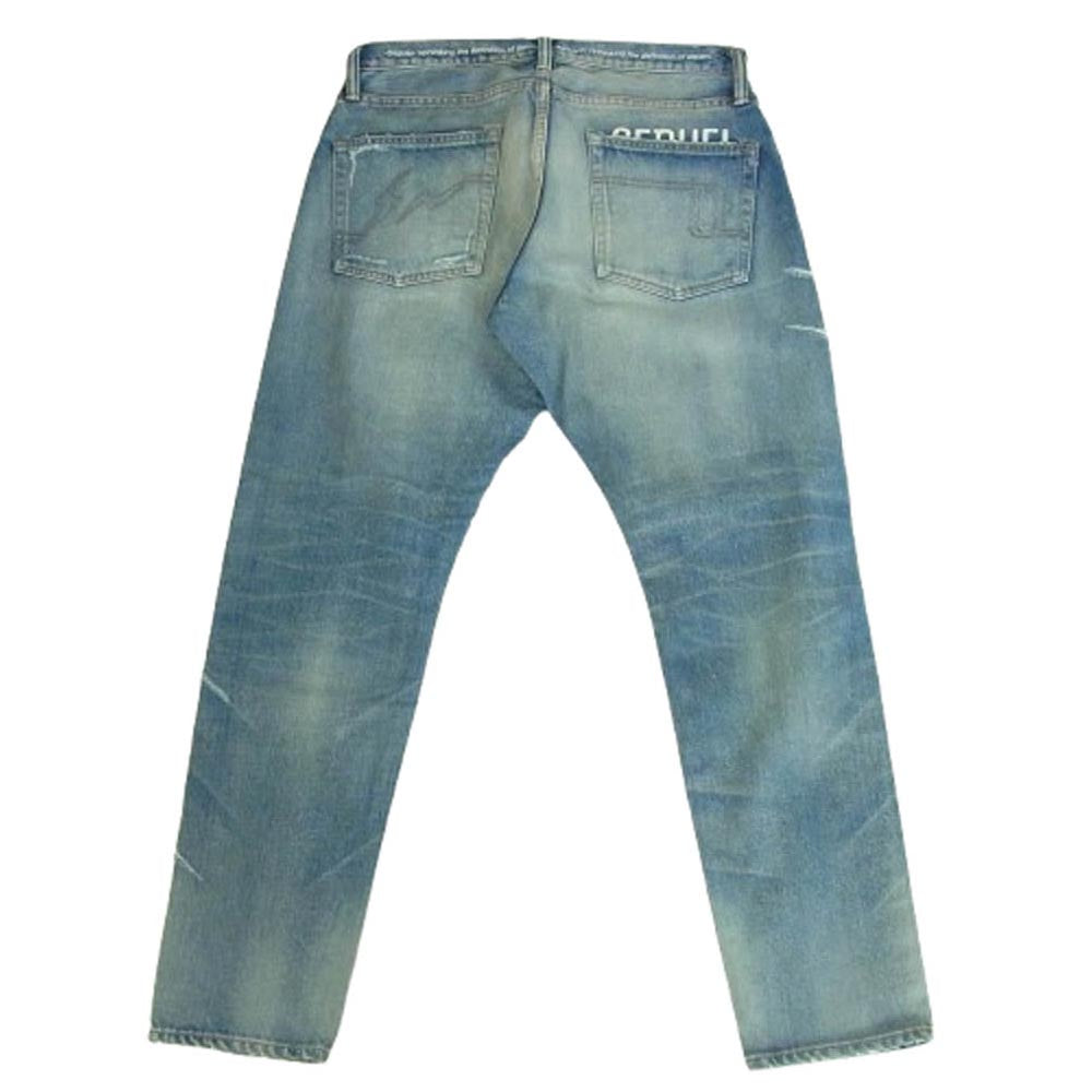 SEQUEL シークエル 25SS SQ-25SS-PT-07 FRAGMENT DAMAGE DENIM PANTS フラグメント ダメージ テーパード デニム パンツ インディゴブルー系 M【美品】【中古】