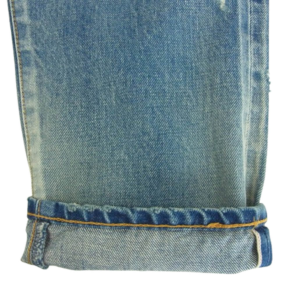 SEQUEL シークエル 25SS SQ-25SS-PT-07 FRAGMENT DAMAGE DENIM PANTS フラグメント ダメージ テーパード デニム パンツ インディゴブルー系 M【美品】【中古】