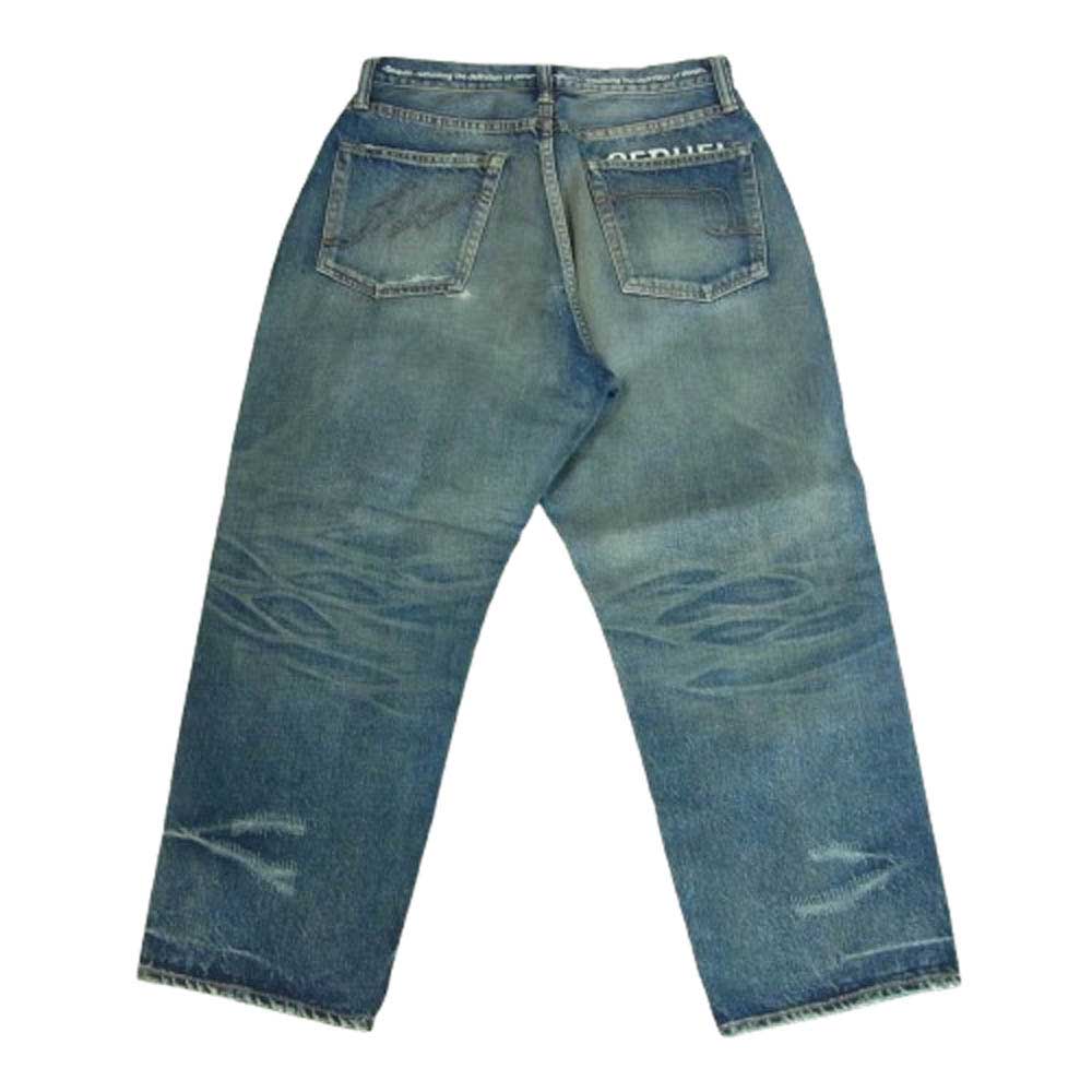 SEQUEL シークエル 24AW SQ-24AW-PT-09 FRAGMENT DAMAGE DENIM PANTS フラグメント ダメージ バギー デニム パンツ インディゴブルー系 M【美品】【中古】