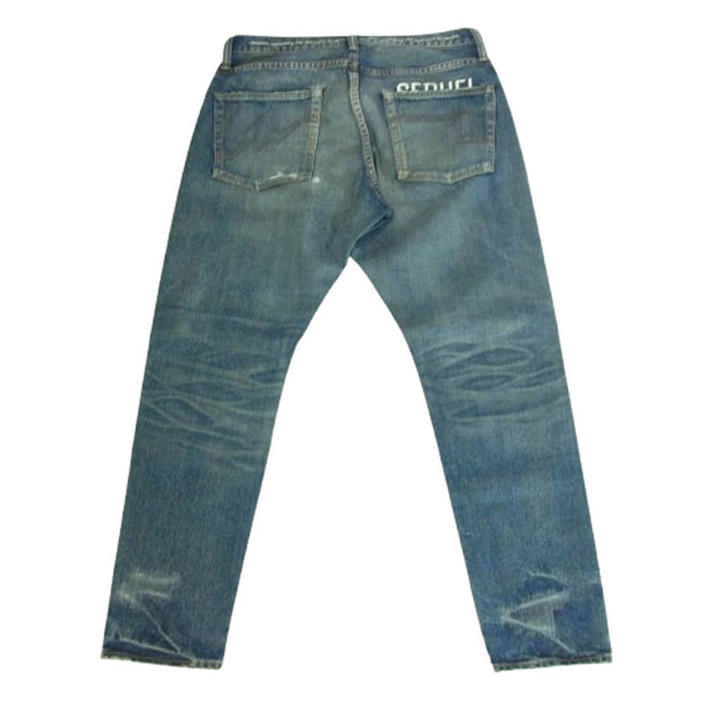SEQUEL シークエル 24AW SQ-24AW-PT-10 FRAGMENT DAMAGE DENIM PANTS フラグメント ダメージ テーパード デニム パンツ インディゴブルー系 M【美品】【中古】