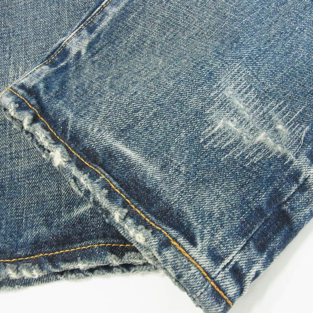 SEQUEL シークエル 24AW SQ-24AW-PT-10 FRAGMENT DAMAGE DENIM PANTS フラグメント ダメージ テーパード デニム パンツ インディゴブルー系 M【美品】【中古】