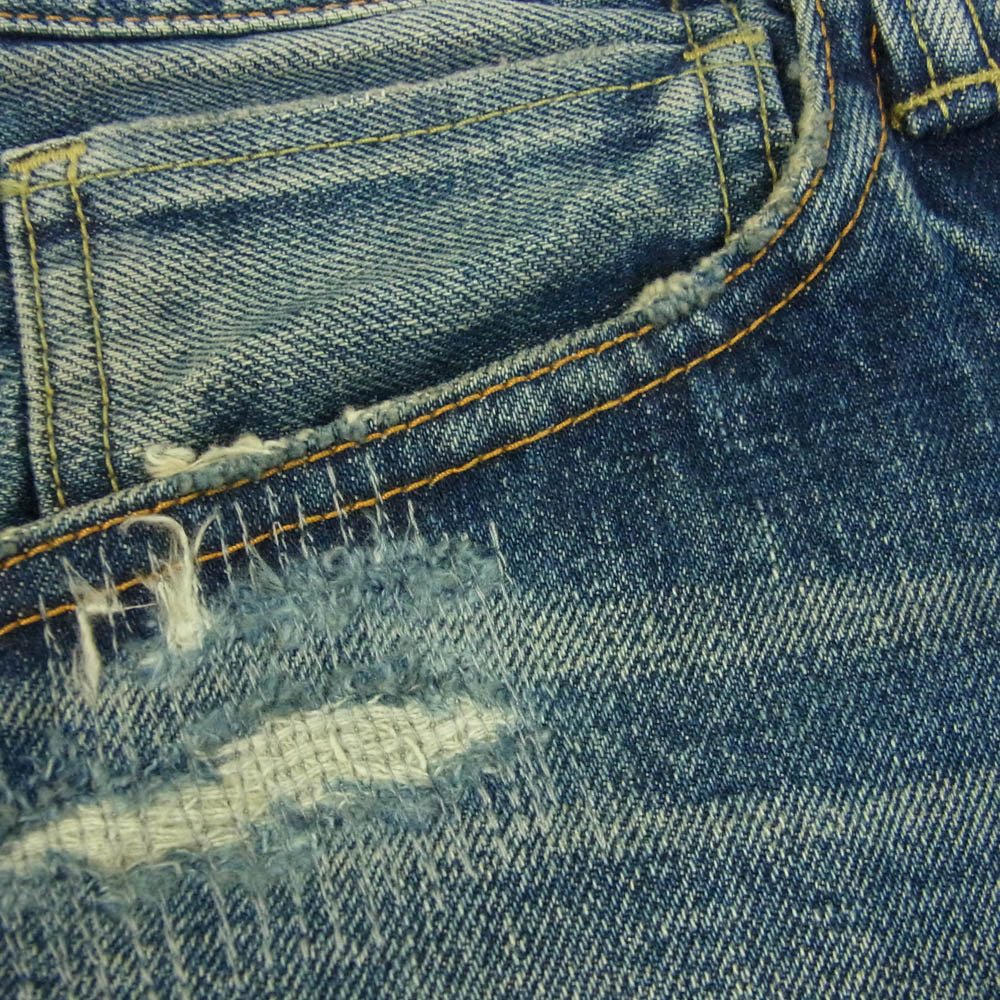 SEQUEL シークエル 24AW SQ-24AW-PT-10 FRAGMENT DAMAGE DENIM PANTS フラグメント ダメージ テーパード デニム パンツ インディゴブルー系 M【美品】【中古】