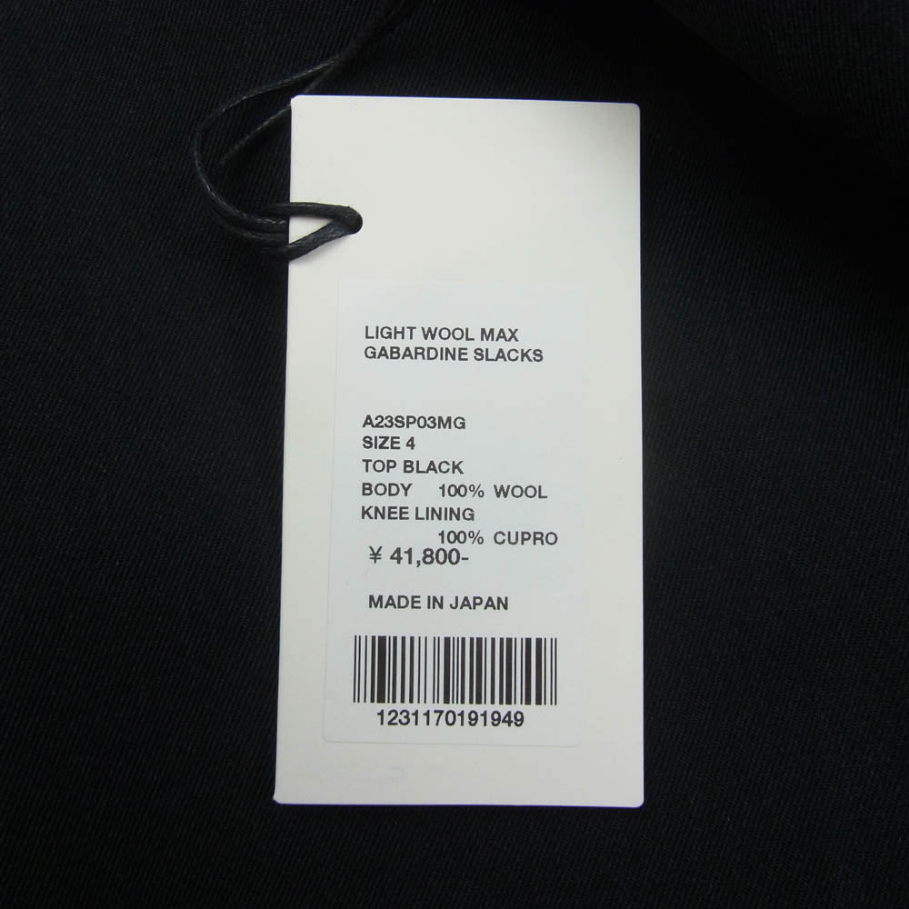 AURALEE オーラリー A23SP03MG Light Wool Max Gabardine Slacks スラックス パンツ ブラック系 4【新古品】【未使用】【中古】