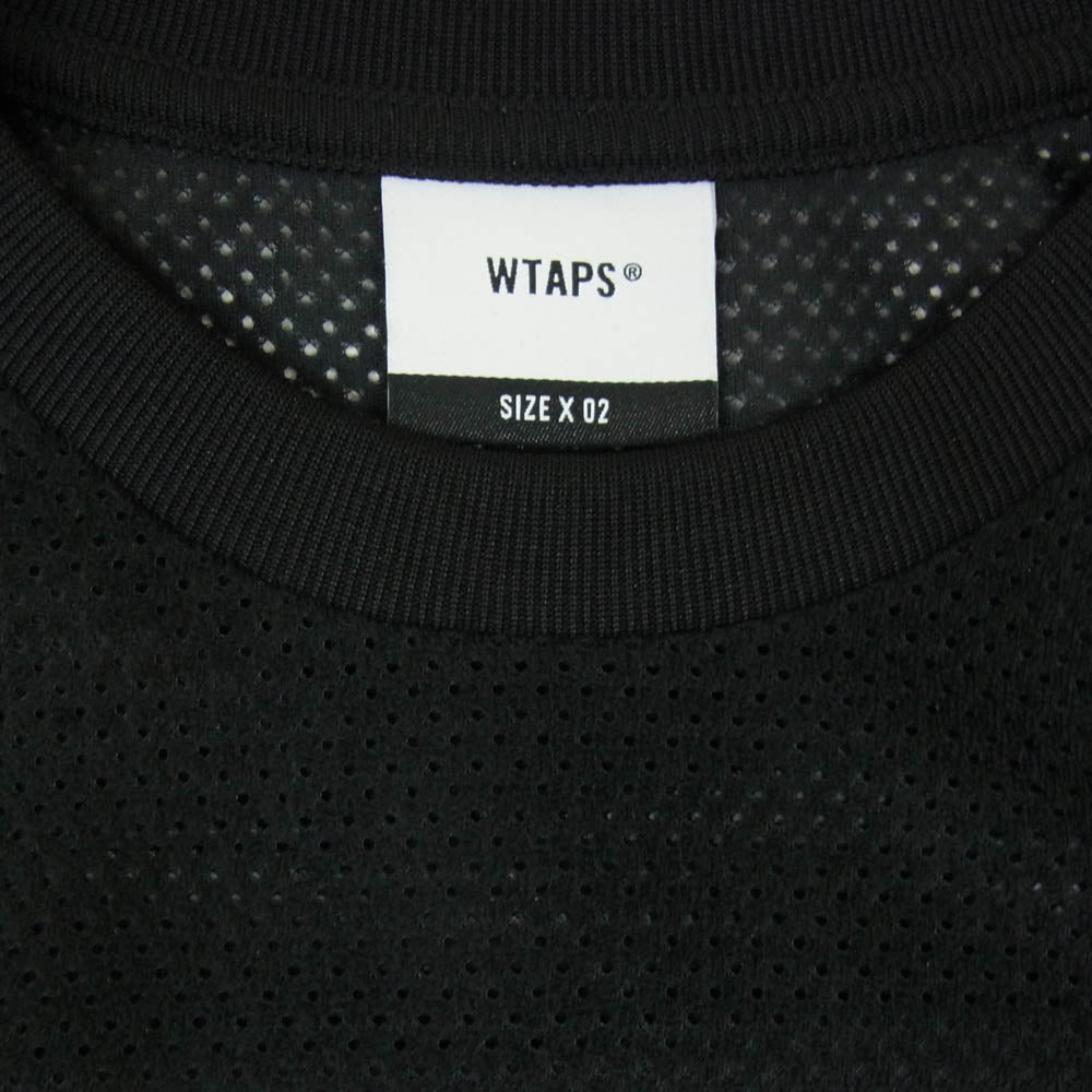WTAPS ダブルタップス 24SS 241ATDT-CSM36 QB/SS/POLY.ERA ポリ エラ ブラック メッシュ プリント 半袖 Tシャツ ブラック系 X02【中古】