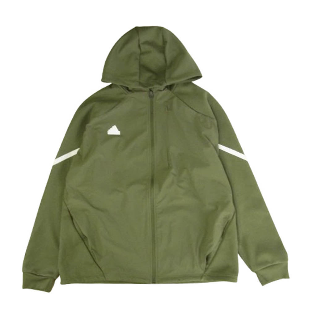 adidas アディダス ナイロン テック ジャージ セットアップ フルジップ パーカー イージー パンツ カーキ系 2XL【中古】