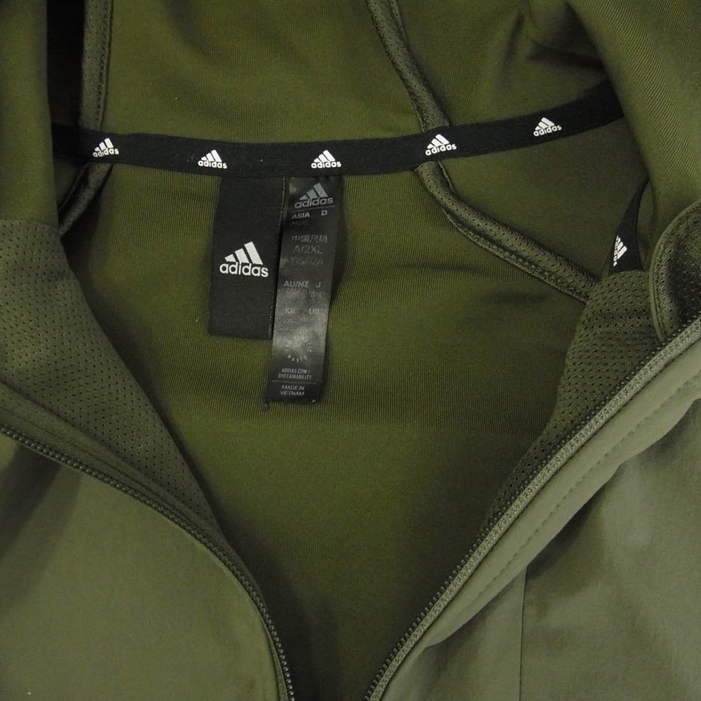 adidas アディダス ナイロン テック ジャージ セットアップ フルジップ パーカー イージー パンツ カーキ系 2XL【中古】