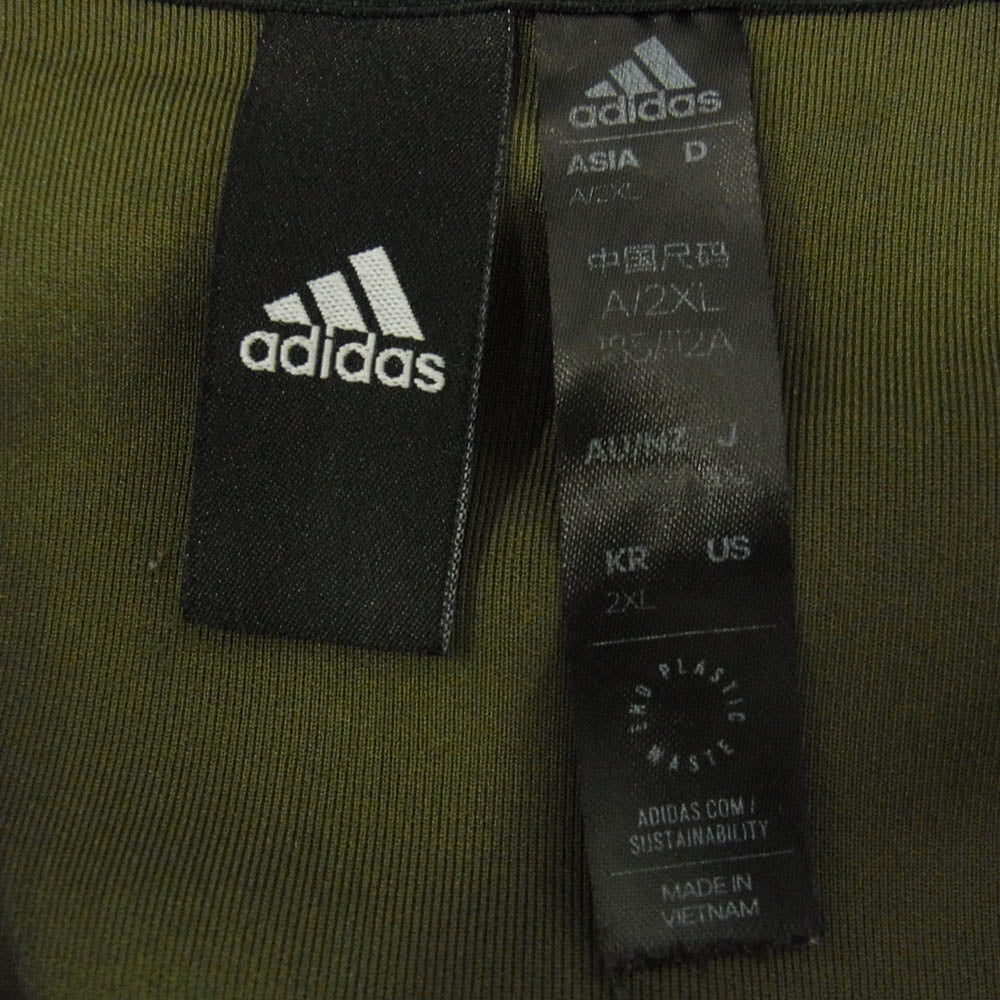 adidas アディダス ナイロン テック ジャージ セットアップ フルジップ パーカー イージー パンツ カーキ系 2XL【中古】