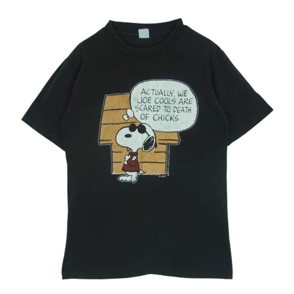 70s 80s artex アルテックス アーテックス スヌーピー プリント 半袖 Tシャツ カットソー ブラック系 M【中古】