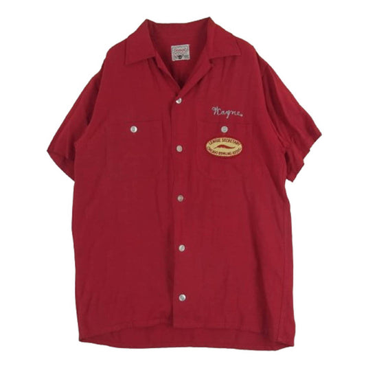 トゥルーヴァル 50s 60s 刺繍 エンブロイダリー 半袖 ボーリングシャツ レッド系 S【中古】