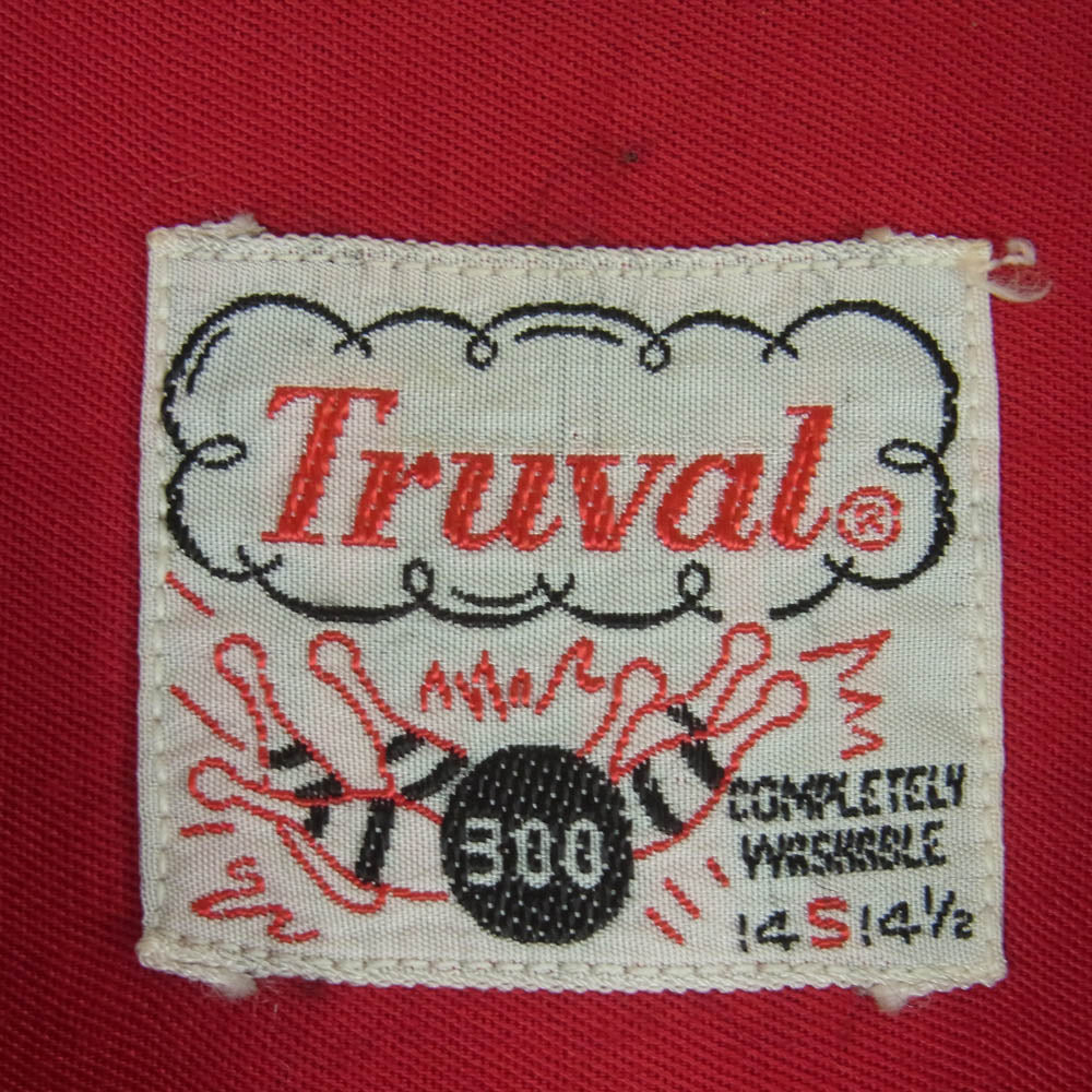 トゥルーヴァル 50s 60s 刺繍 エンブロイダリー 半袖 ボーリングシャツ レッド系 S【中古】