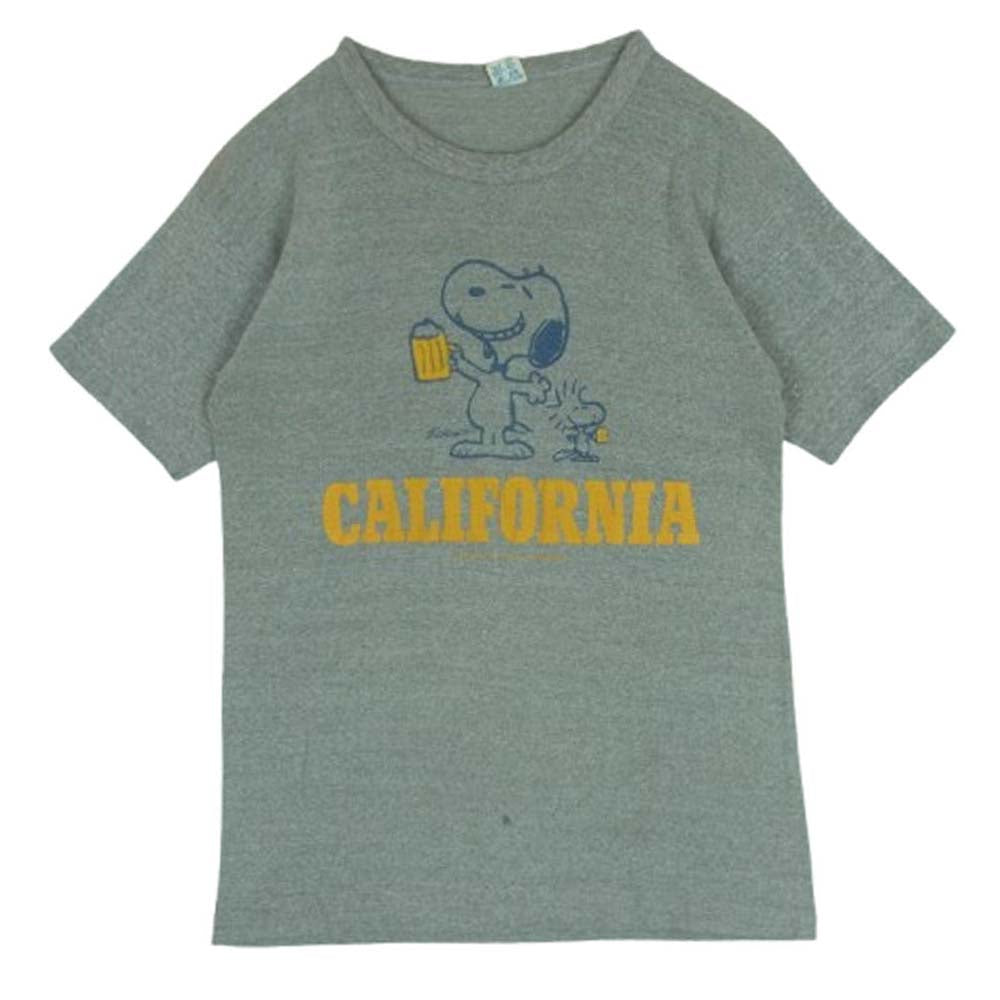 Champion チャンピオン 80s トリコタグ前期 染み込みプリント スヌーピー 半袖 Tシャツ カットソー グレー系 M【中古】