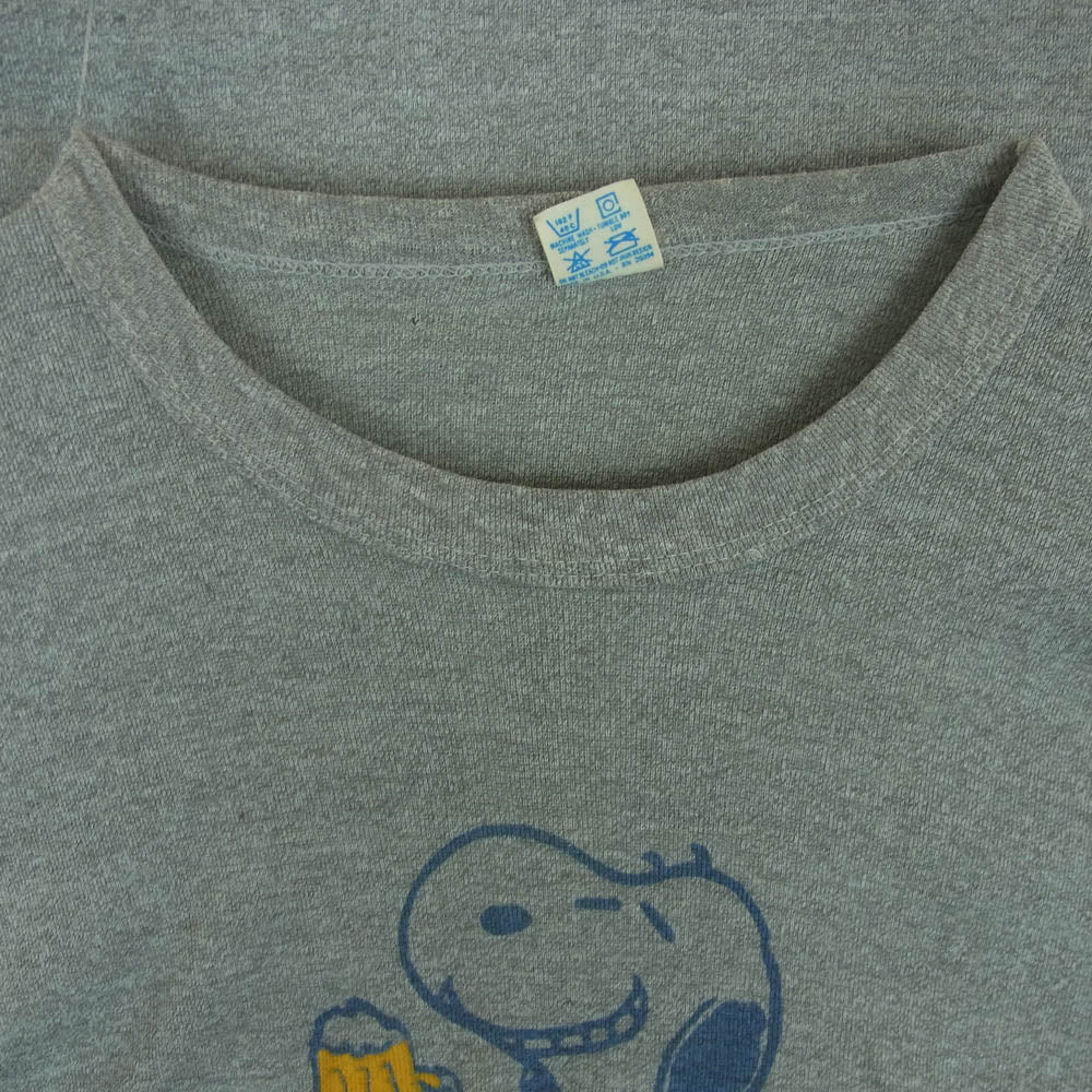 Champion チャンピオン 80s トリコタグ前期 染み込みプリント スヌーピー 半袖 Tシャツ カットソー グレー系 M【中古】