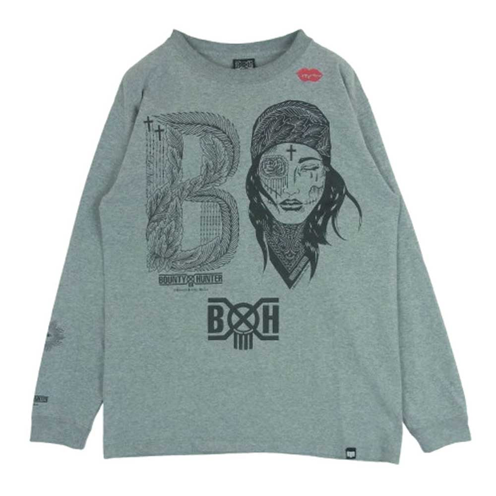 BOUNTY HUNTER バウンティーハンター フロントロゴ プリント 長袖 Tシャツ グレー系 M【中古】
