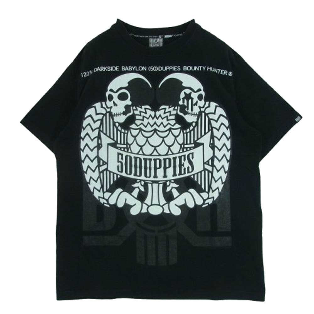 BOUNTY HUNTER バウンティーハンター DUPPIES ダッピーズ ロゴ プリント 半袖 Tシャツ コットン 日本製 ブラック系 L【中古】