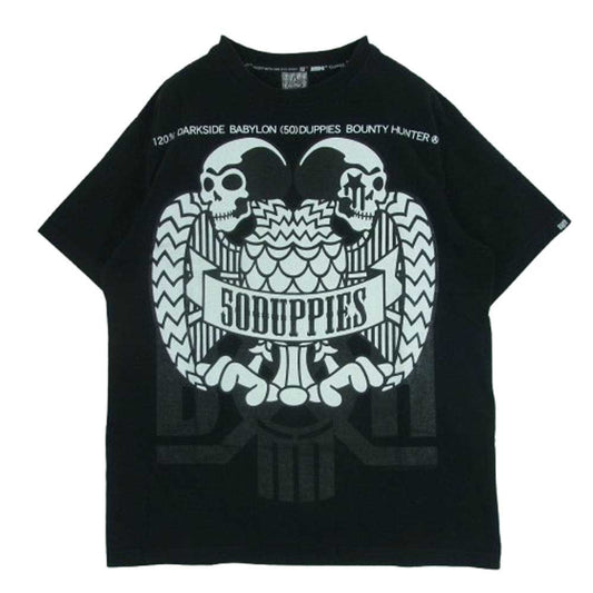 BOUNTY HUNTER バウンティーハンター DUPPIES ダッピーズ ロゴ プリント 半袖 Tシャツ コットン 日本製 ブラック系 L【中古】