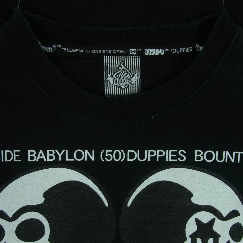 BOUNTY HUNTER バウンティーハンター DUPPIES ダッピーズ ロゴ プリント 半袖 Tシャツ コットン 日本製 ブラック系 L【中古】