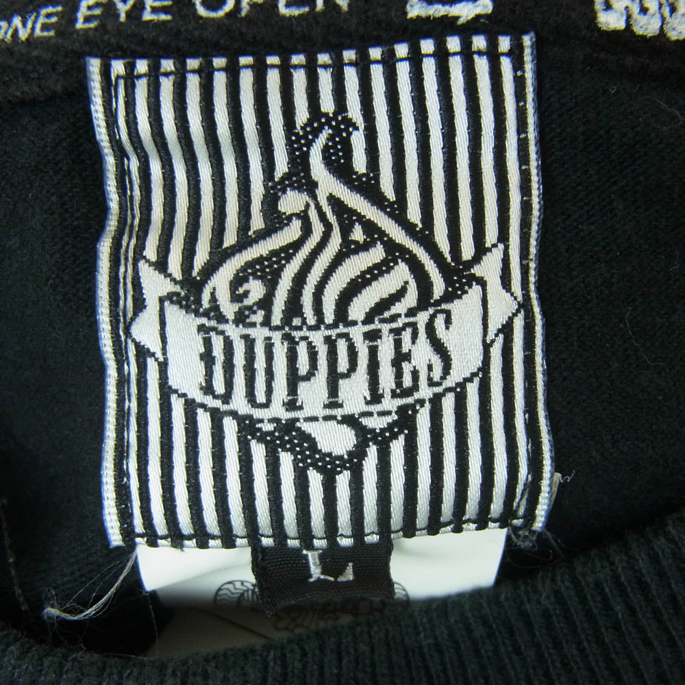 BOUNTY HUNTER バウンティーハンター DUPPIES ダッピーズ ロゴ プリント 半袖 Tシャツ コットン 日本製 ブラック系 L【中古】