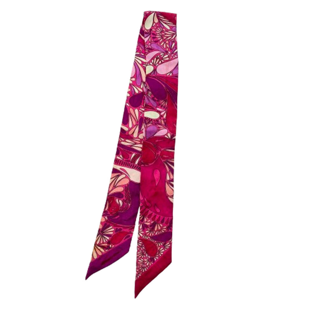 HERMES エルメス MILLEFLEURS DU MEXQUE シルク 100% ツイリー スカーフ メキシコの花 ピンク ピンク系【中古】