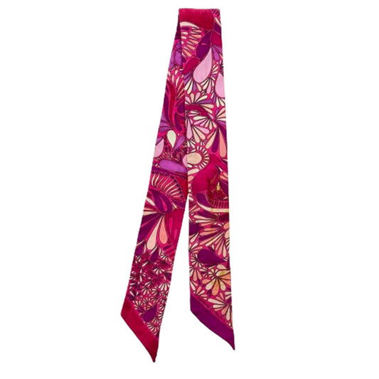 HERMES エルメス MILLEFLEURS DU MEXQUE シルク 100% ツイリー スカーフ メキシコの花 ピンク ピンク系【中古】