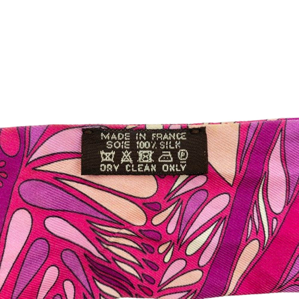 HERMES エルメス MILLEFLEURS DU MEXQUE シルク 100% ツイリー スカーフ メキシコの花 ピンク ピンク系【中古】