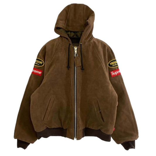 Supreme シュプリーム 24AW vanson Leathers バンソン Hooded Work Jacket ワーク ジャケット ブラウン系 M【中古】