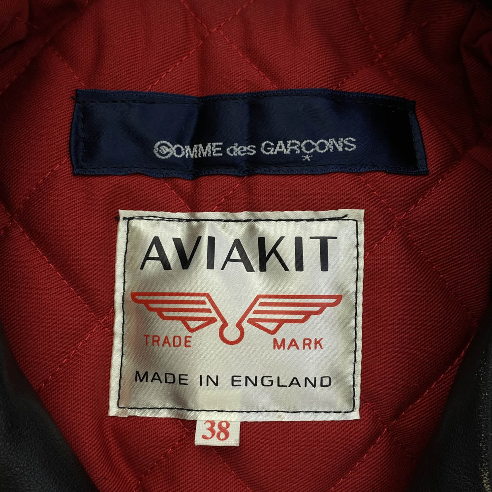 COMME des GARCONS コムデギャルソン AD2018 KZ-J001 × Lewis Leathers ルイスレザー LIVE FREE DIE STRONG ダブルライダース レザー ジャケット ブラック系 38【中古】