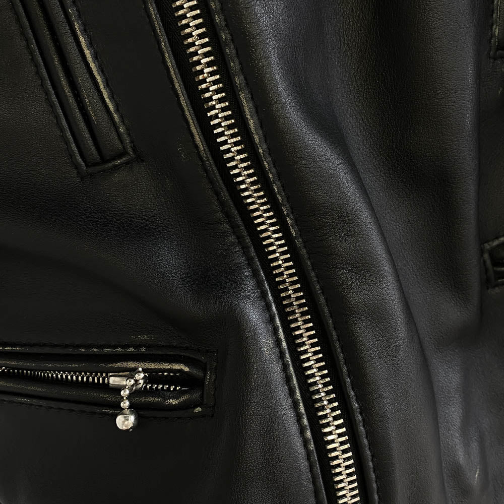 COMME des GARCONS コムデギャルソン AD2018 KZ-J001 × Lewis Leathers ルイスレザー LIVE FREE DIE STRONG ダブルライダース レザー ジャケット ブラック系 38【中古】