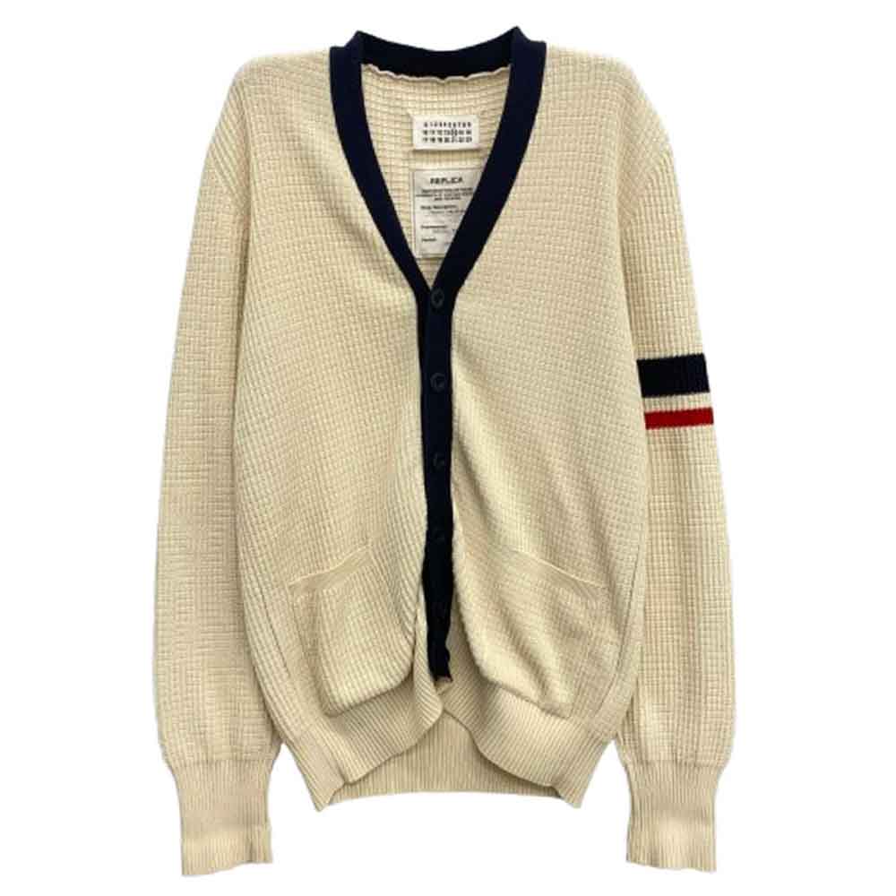 MAISON MARTIN MARGIELA メゾンマルタンマルジェラ Tennis Cardigan トリコカラー カーディガン オフホワイト系 M【中古】