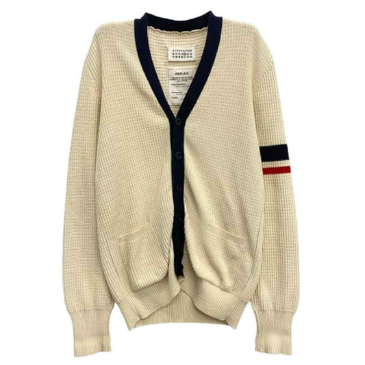 MAISON MARTIN MARGIELA メゾンマルタンマルジェラ Tennis Cardigan トリコカラー カーディガン オフホワイト系 M【中古】