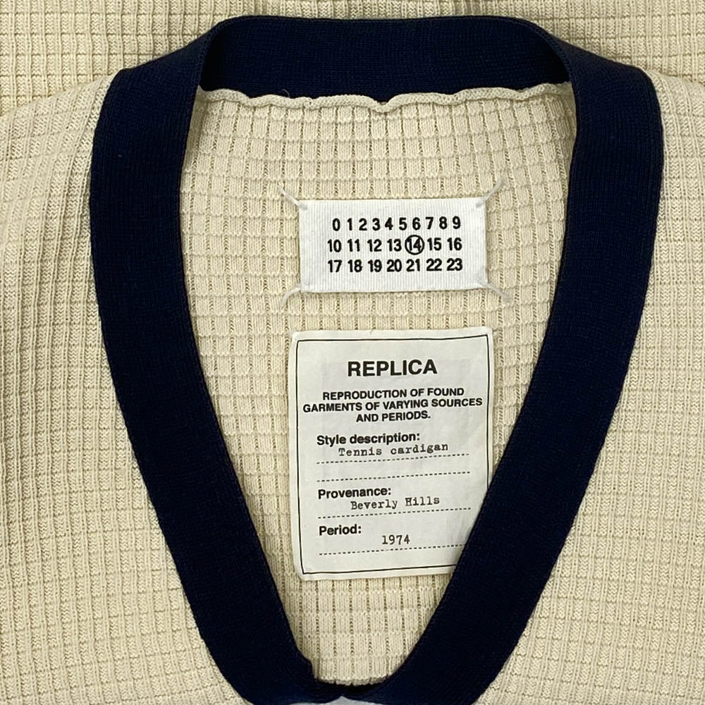 MAISON MARTIN MARGIELA メゾンマルタンマルジェラ Tennis Cardigan トリコカラー カーディガン オフホワイト系 M【中古】
