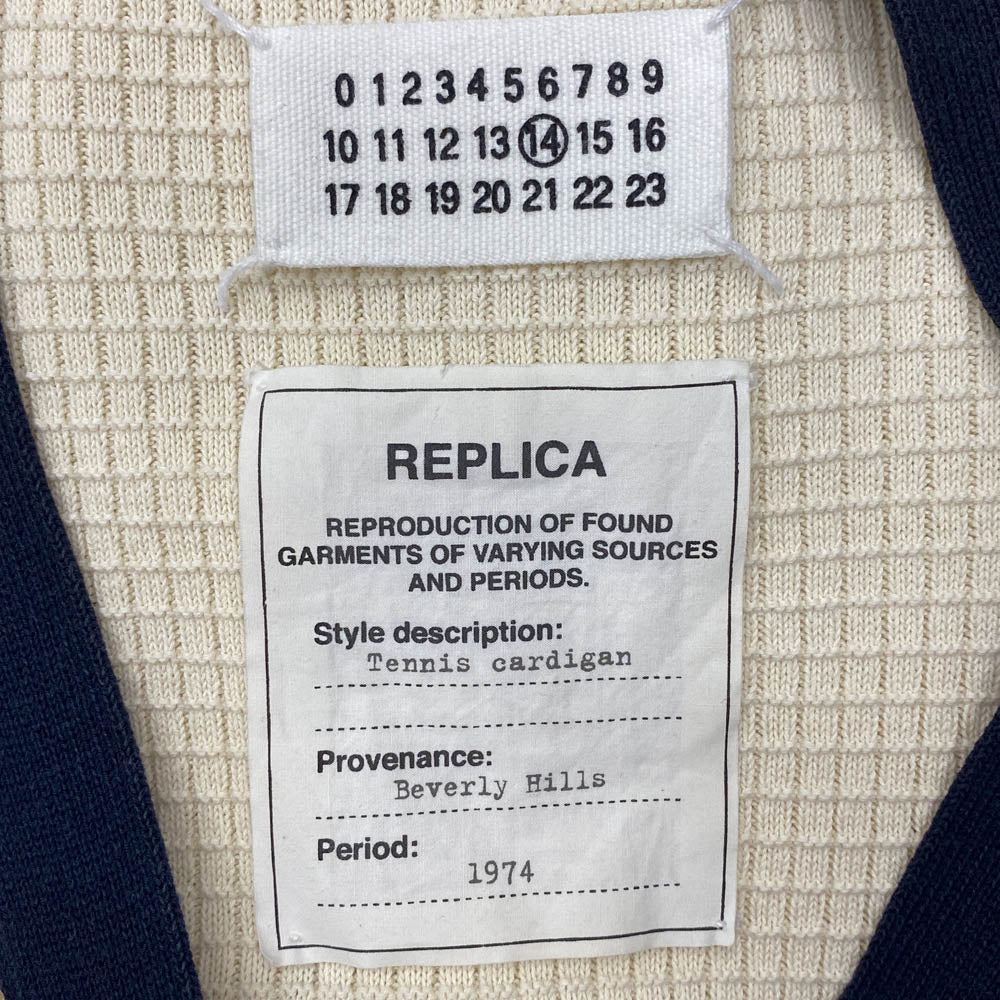 MAISON MARTIN MARGIELA メゾンマルタンマルジェラ Tennis Cardigan トリコカラー カーディガン オフホワイト系 M【中古】