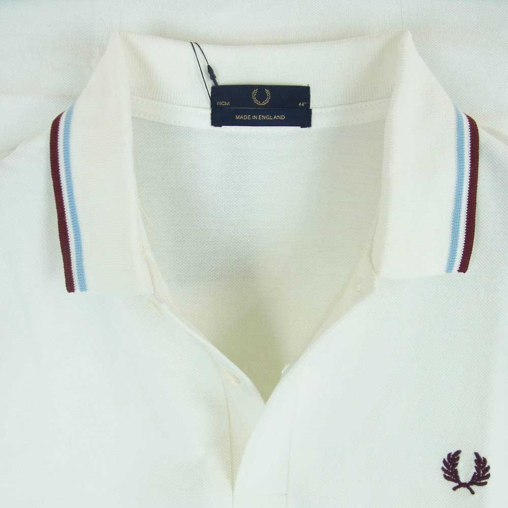 FRED PERRY フレッドペリー M12N 英国製 半袖 ポロシャツ コットン ホワイト系 120 44【新古品】【未使用】【中古】