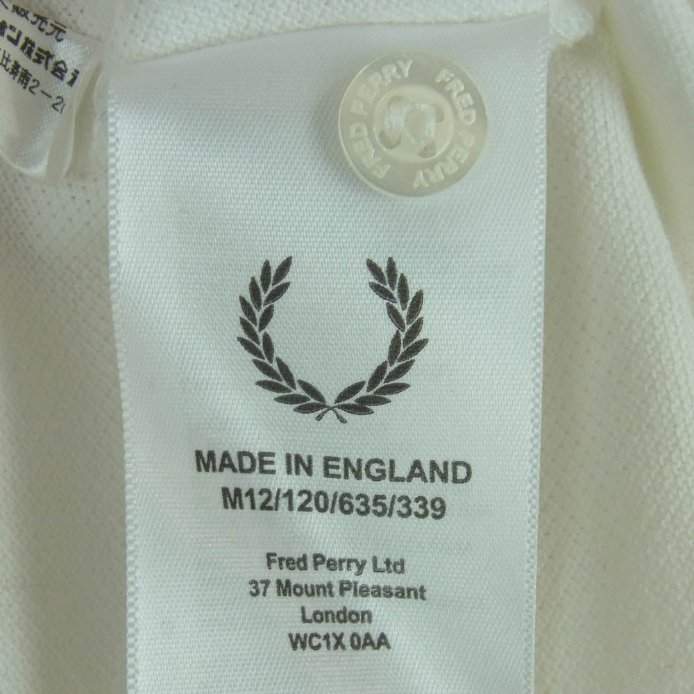 FRED PERRY フレッドペリー M12N 英国製 半袖 ポロシャツ コットン ホワイト系 120 44【新古品】【未使用】【中古】