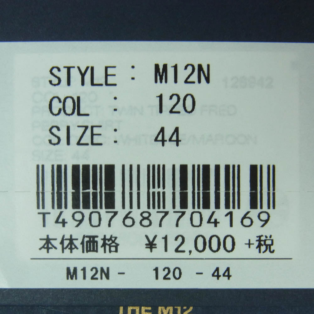 FRED PERRY フレッドペリー M12N 英国製 半袖 ポロシャツ コットン ホワイト系 120 44【新古品】【未使用】【中古】