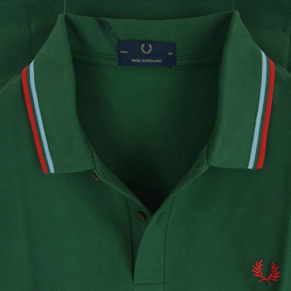 FRED PERRY フレッドペリー M12N 英国製 半袖 ポロシャツ コットン グリーン系 145 44【新古品】【未使用】【中古】