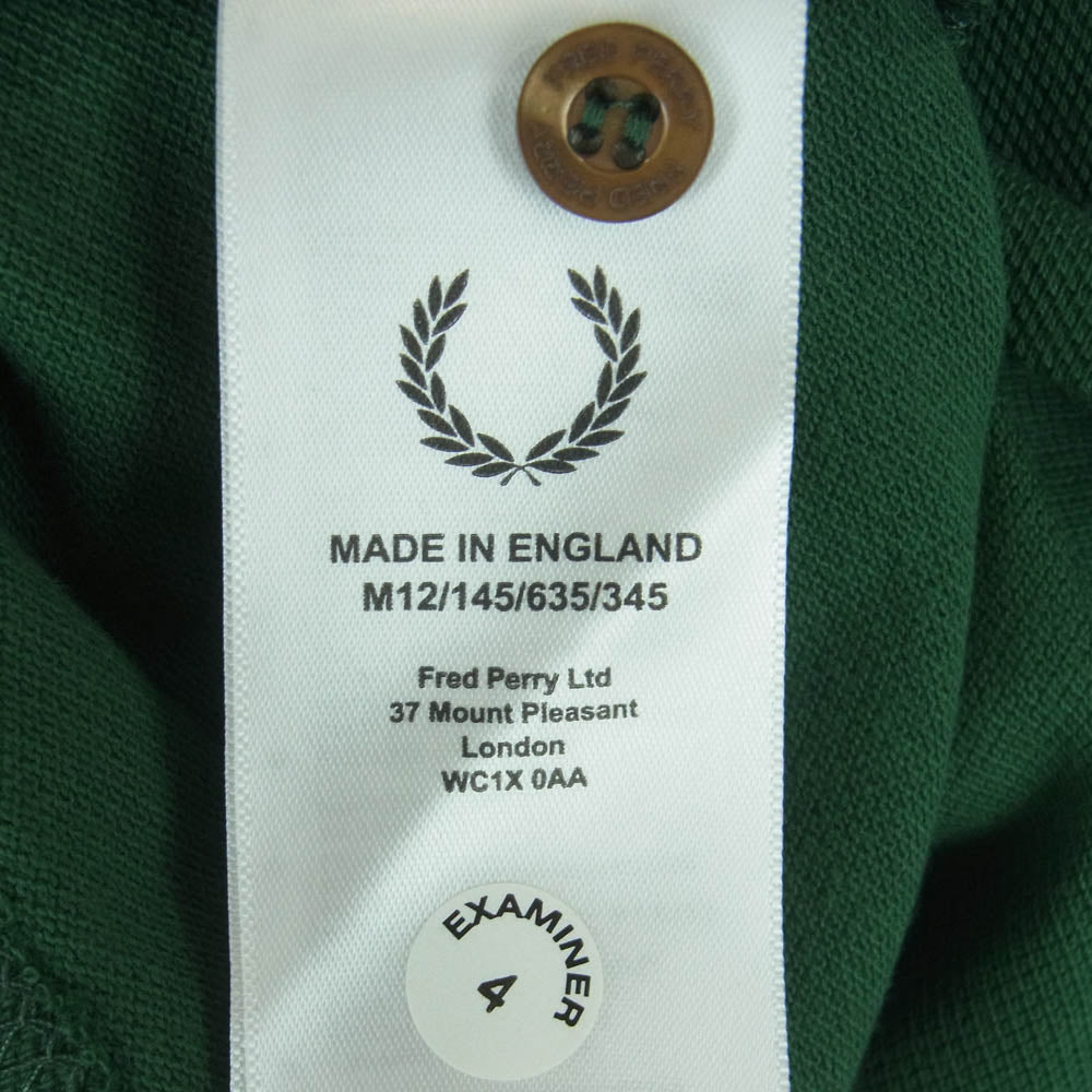 FRED PERRY フレッドペリー M12N 英国製 半袖 ポロシャツ コットン グリーン系 145 44【新古品】【未使用】【中古】