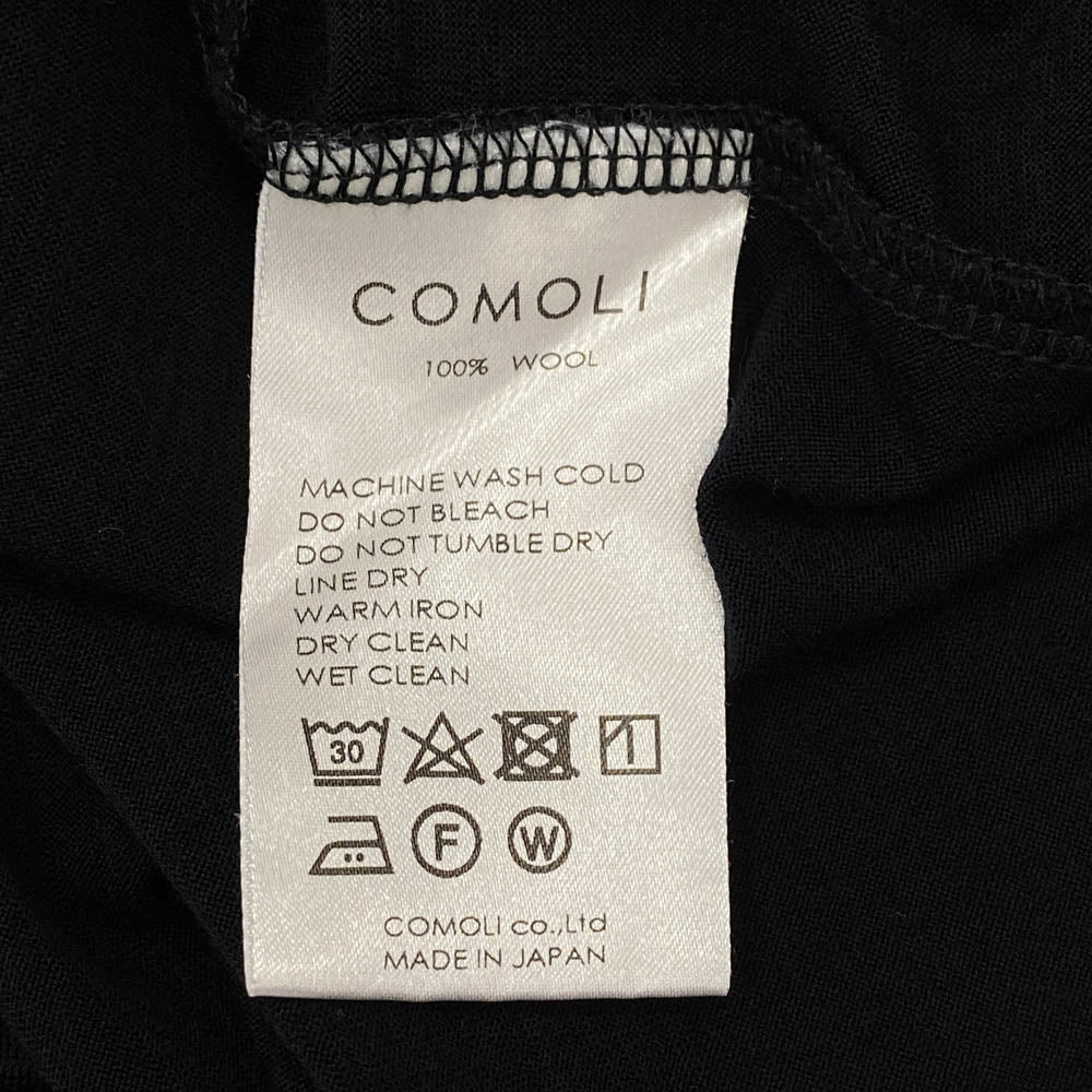 COMOLI コモリ 19SS P01-05007 ウール 天竺 半袖 クルー Tシャツ ブラック系 3【中古】