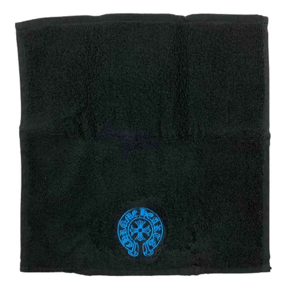 CHROME HEARTS クロムハーツ（原本無） ホースシュー刺繍 ハンド タオル ブラック系【美品】【中古】