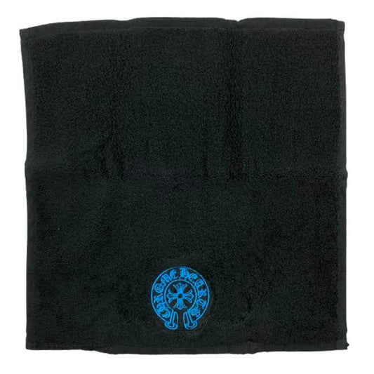 CHROME HEARTS クロムハーツ（原本無） ホースシュー刺繍 ハンド タオル ブラック系【美品】【中古】