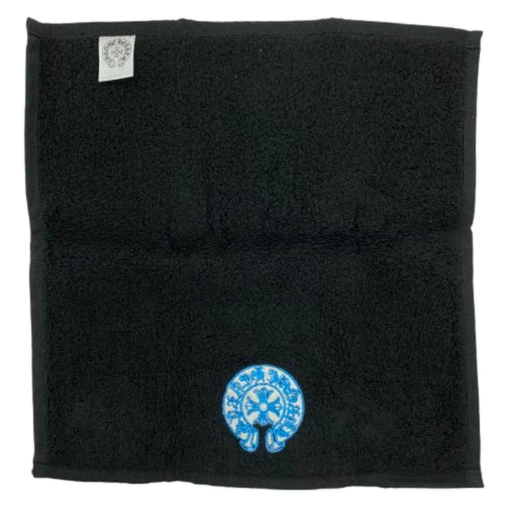CHROME HEARTS クロムハーツ（原本無） ホースシュー刺繍 ハンド タオル ブラック系【美品】【中古】