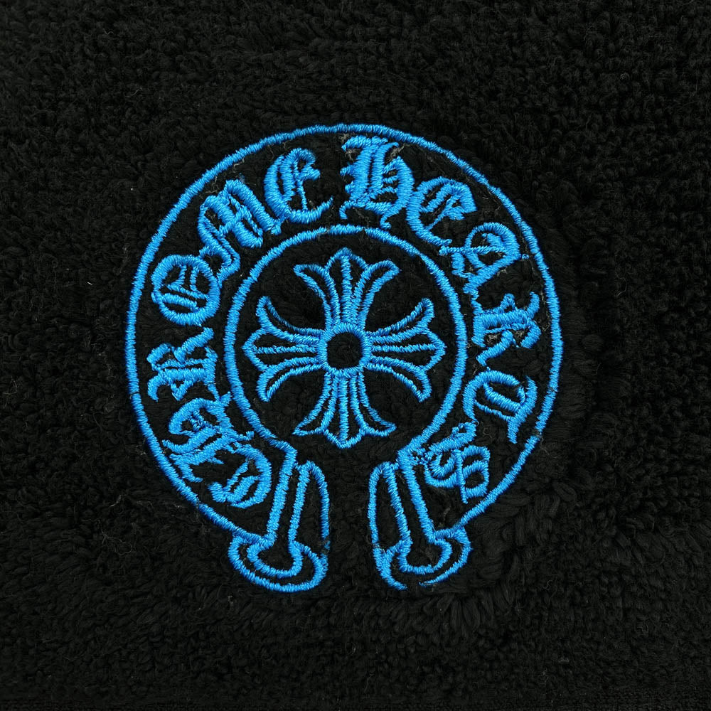 CHROME HEARTS クロムハーツ（原本無） ホースシュー刺繍 ハンド タオル ブラック系【美品】【中古】