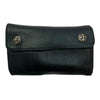 CHROME HEARTS クロムハーツ（原本無） WAVE ウェーブ クロスボタン レザー ウォレット 長財布 ブラック系【中古】