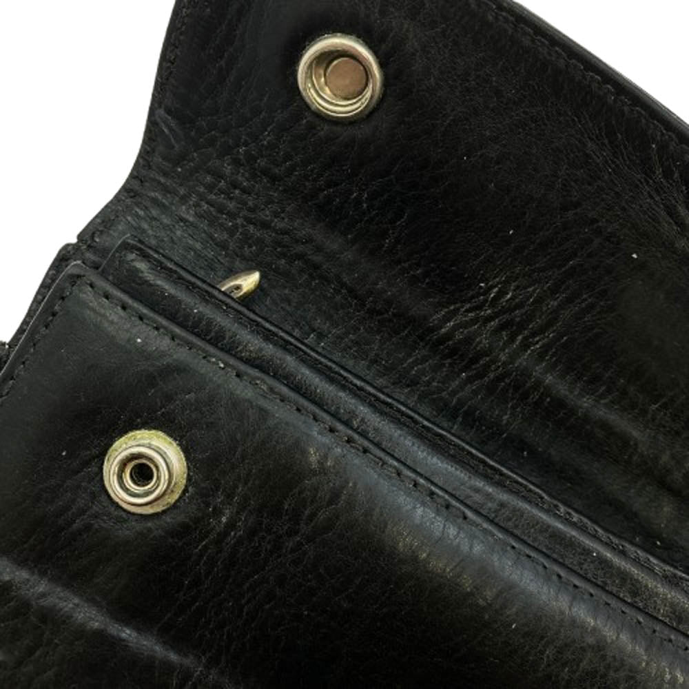 CHROME HEARTS クロムハーツ（原本無） WAVE ウェーブ クロスボタン レザー ウォレット 長財布 ブラック系【中古】