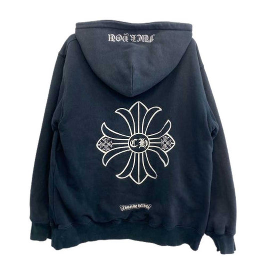 CHROME HEARTS クロムハーツ（原本無） OLD 初期タグ CH PLUS CHプラス バックプリント 裏地サーマル プルオーバー パーカー ダークネイビー系 L【中古】