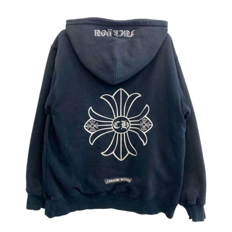 CHROME HEARTS クロムハーツ（原本無） OLD 初期タグ CH PLUS CHプラス バックプリント 裏地サーマル プルオーバー パーカー ダークネイビー系 L【中古】