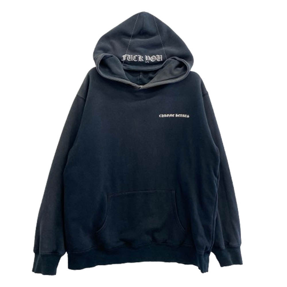 CHROME HEARTS クロムハーツ（原本無） OLD 初期タグ CH PLUS CHプラス バックプリント 裏地サーマル プルオーバー パーカー ダークネイビー系 L【中古】