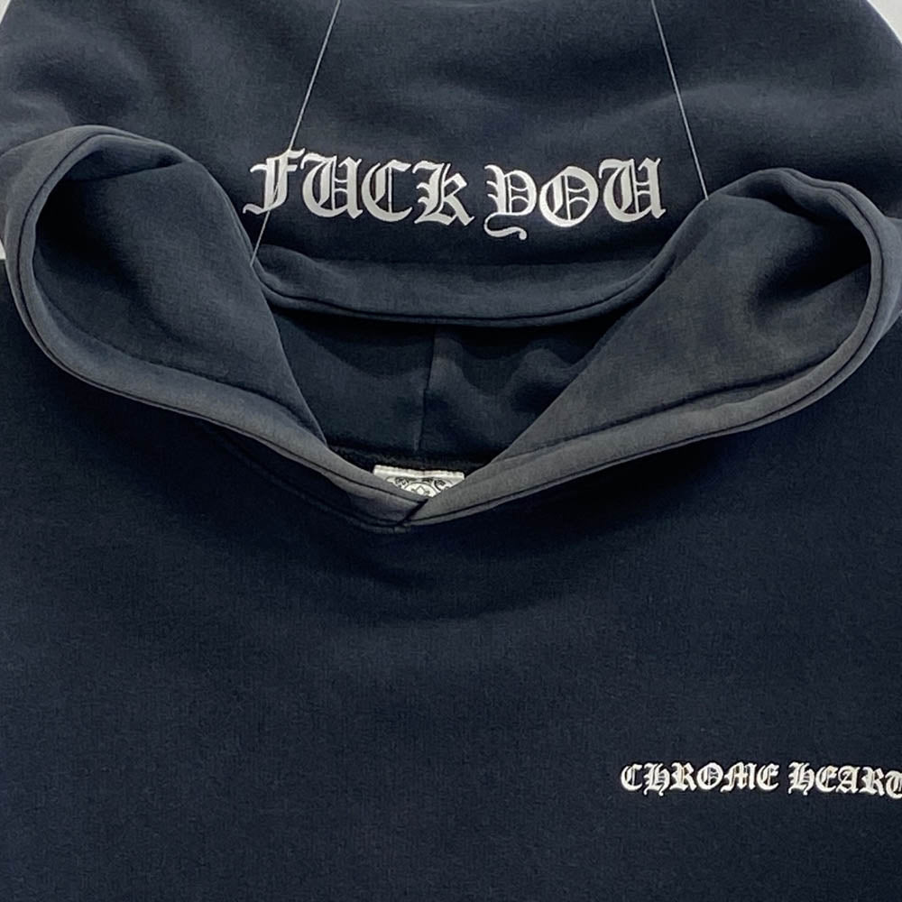 CHROME HEARTS クロムハーツ（原本無） OLD 初期タグ CH PLUS CHプラス バックプリント 裏地サーマル プルオーバー パーカー ダークネイビー系 L【中古】